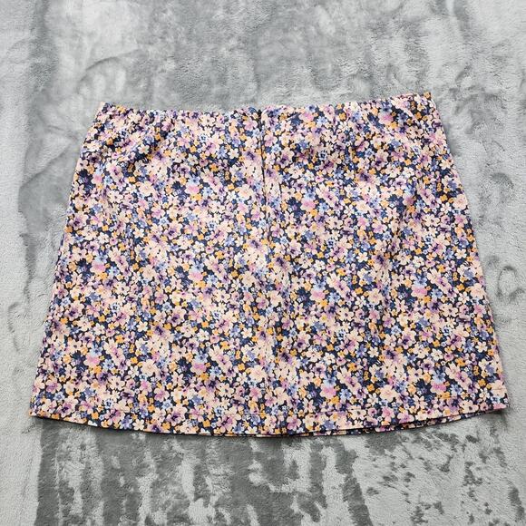 Wild Fable Skirt Womens 18 Pink Purple Blue Floral Mini Side Leg Slit Back Zip - Picture 2 of 7